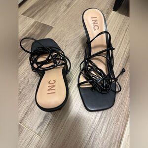 INC International Concepts Women's Black Lace-Up Heels